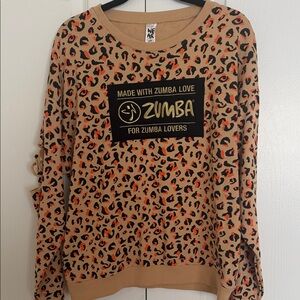 Zumba Fitness Leopard Print Sweater - Tan and Black